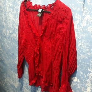 Studio 1940 size M red see-through blouse